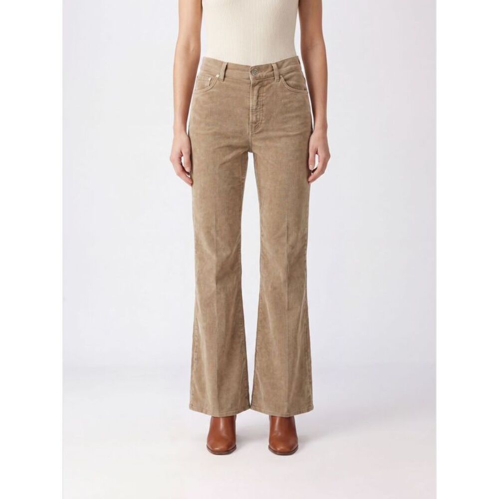 Dondup Women Dondup Flared Corduroy Jeans In Green With Mid-Rise Waist